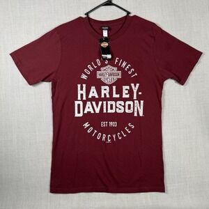 Harley Davidson Shirt Womens Size Medium Maroon Eagle Mid-America Columbia MO